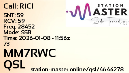 QSL Card for MM7RWC QSO with R1CI
