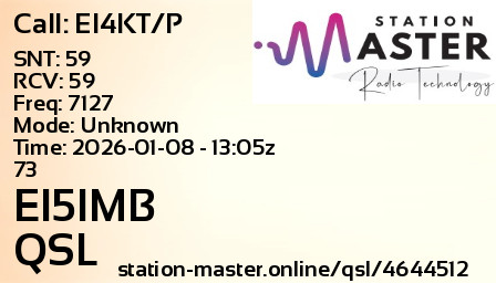 QSL Card for EI5IMB QSO with EI4KT/P