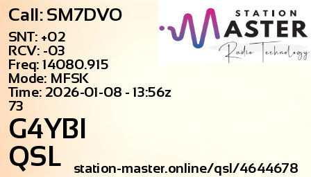 QSL Card for G4YBI QSO with SM7DVO