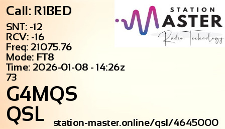 QSL Card for G4MQS QSO with R1BED