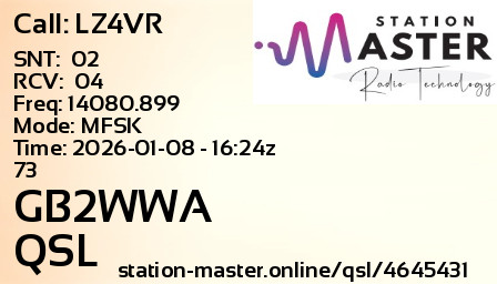 QSL Card for GB2WWA QSO with LZ4VR