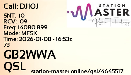 QSL Card for GB2WWA QSO with DJ1OJ