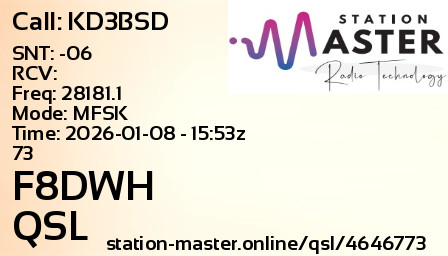 QSL Card for F8DWH QSO with KD3BSD