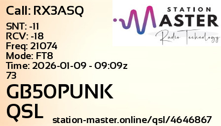 QSL Card for GB50PUNK QSO with RX3ASQ