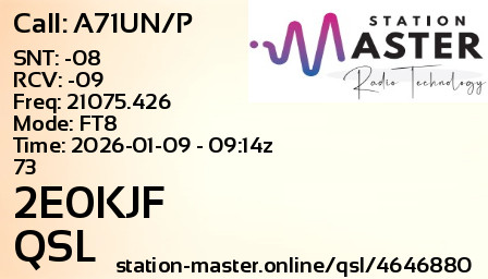 QSL Card for 2E0KJF QSO with A71UN/P