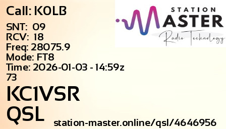 QSL Card for KC1VSR QSO with K0LB