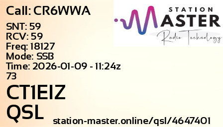 QSL Card for CT1EIZ QSO with CR6WWA