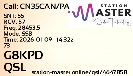 QSL Card for G8KPD QSO with CN35CAN/PA