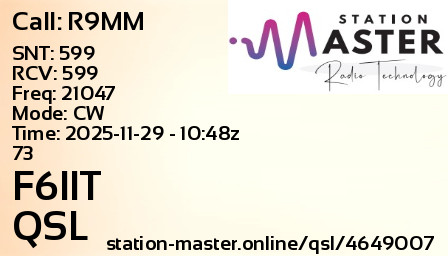 QSL Card for F6IIT QSO with R9MM