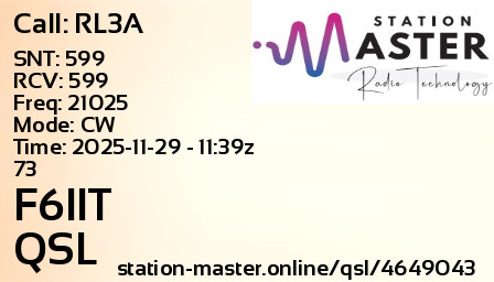 QSL Card for F6IIT QSO with RL3A