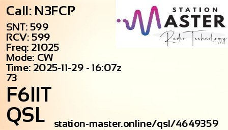 QSL Card for F6IIT QSO with N3FCP