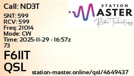 QSL Card for F6IIT QSO with ND3T