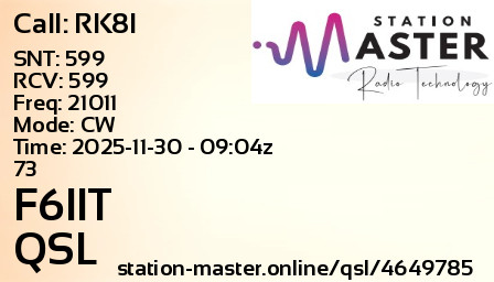 QSL Card for F6IIT QSO with RK8I