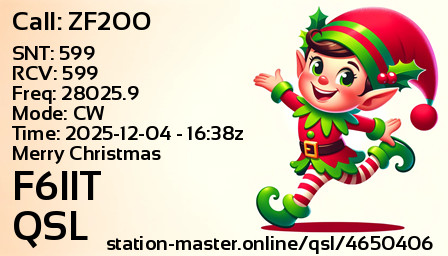 QSL Card for F6IIT QSO with ZF2OO