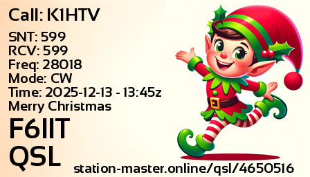 QSL Card for F6IIT QSO with K1HTV