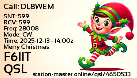 QSL Card for F6IIT QSO with DL8WEM