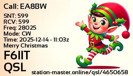 QSL Card for F6IIT QSO with EA8BW