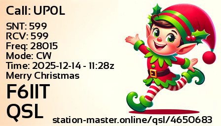QSL Card for F6IIT QSO with UP0L