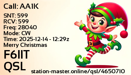 QSL Card for F6IIT QSO with AA1K