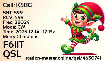 QSL Card for F6IIT QSO with K5BG
