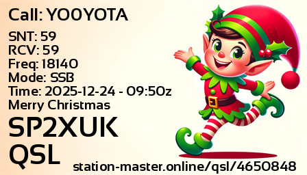 QSL Card for SP2XUK QSO with YO0YOTA