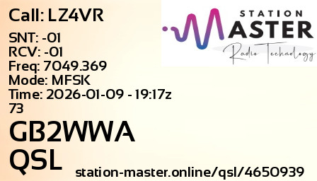 QSL Card for GB2WWA QSO with LZ4VR