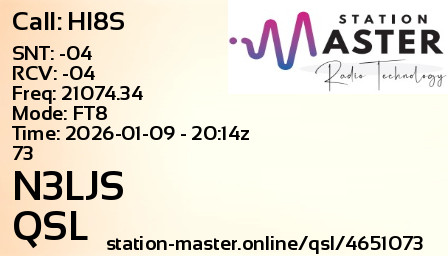 QSL Card for N3LJS QSO with HI8S