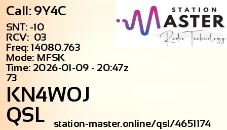 QSL Card for KN4WOJ QSO with 9Y4C