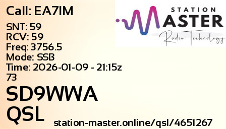 QSL Card for SD9WWA QSO with EA7IM