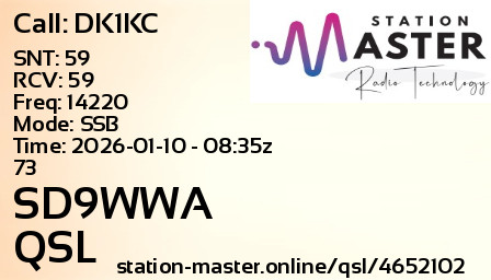 QSL Card for SD9WWA QSO with DK1KC
