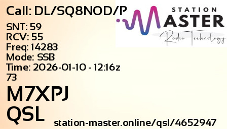 QSL Card for M7XPJ QSO with DL/SQ8NOD/P