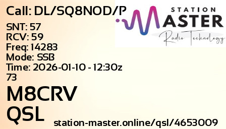 QSL Card for M8CRV QSO with DL/SQ8NOD/P