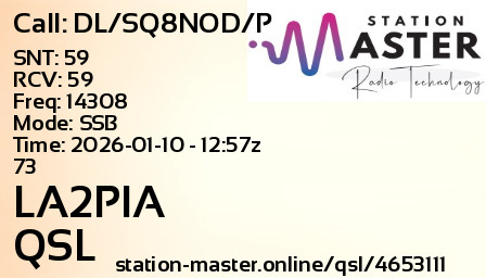 QSL Card for LA2PIA QSO with DL/SQ8NOD/P