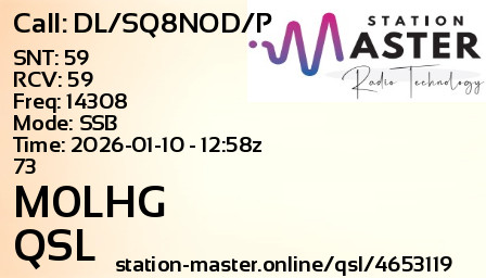 QSL Card for M0LHG QSO with DL/SQ8NOD/P