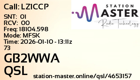 QSL Card for GB2WWA QSO with LZ1CCP