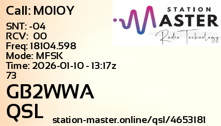 QSL Card for GB2WWA QSO with M0IOY