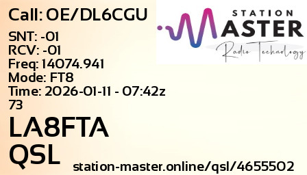 QSL Card for LA8FTA QSO with OE/DL6CGU