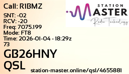 QSL Card for GB26HNY QSO with R1BMZ