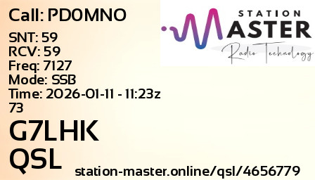 QSL Card for G7LHK QSO with PD0MNO