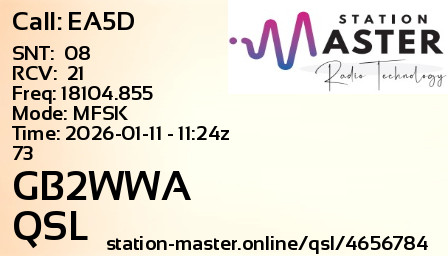 QSL Card for GB2WWA QSO with EA5D