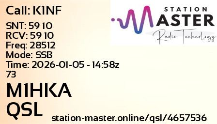 QSL Card for M1HKA QSO with K1NF