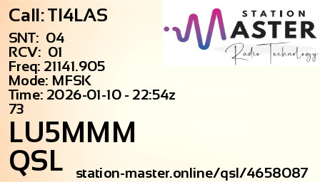QSL Card for LU5MMM QSO with TI4LAS