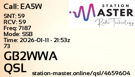 QSL Card for GB2WWA QSO with EA5W