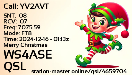 QSL Card for WS4ASE QSO with YV2AVT