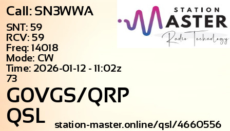 QSL Card for G0VGS/QRP QSO with SN3WWA