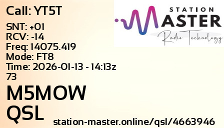 QSL Card for M5MOW QSO with YT5T