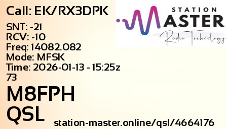 QSL Card for M8FPH QSO with EK/RX3DPK