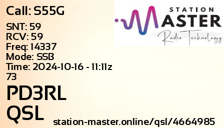QSL Card for PD3RL QSO with S55G