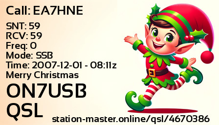 QSL Card for ON7USB QSO with EA7HNE