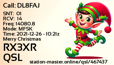 QSL Card for RX3XR QSO with DL8FAJ